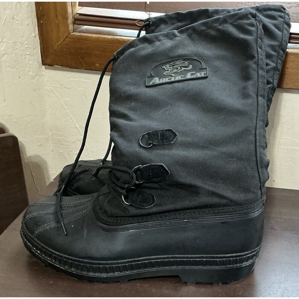 Black Arctic Cat snowmobile Waterproof Drawstring snow boots Men’s Size 10 - Picture 2 of 6